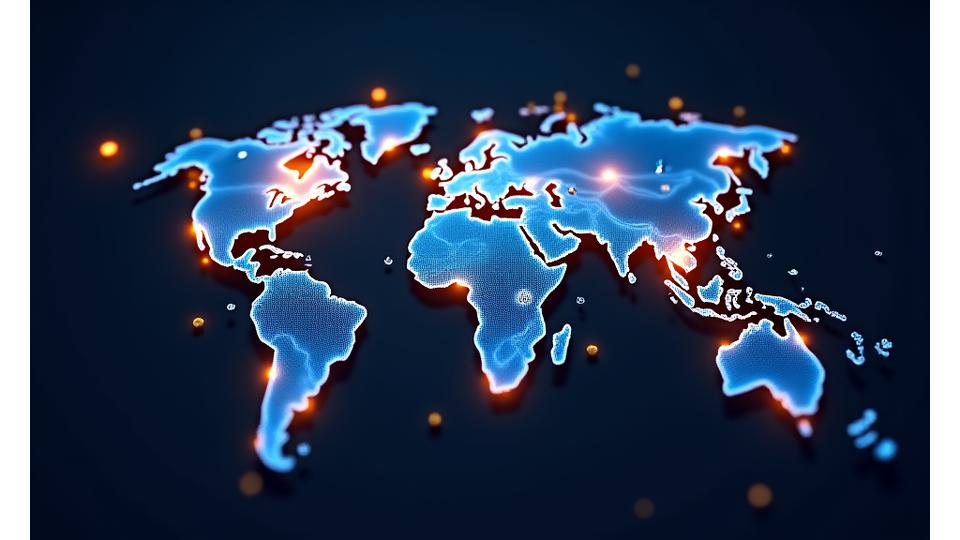 Renkli dünya haritası üzerinde farklı dillerdeki konuşma balonları, global yerelleştirme sürecini simgeliyor.