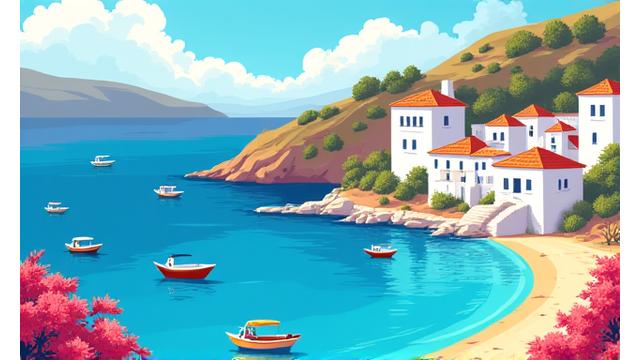 'Mediterranean Puzzle' oyunundan Akdeniz esintili bir bulmaca sahnesi.